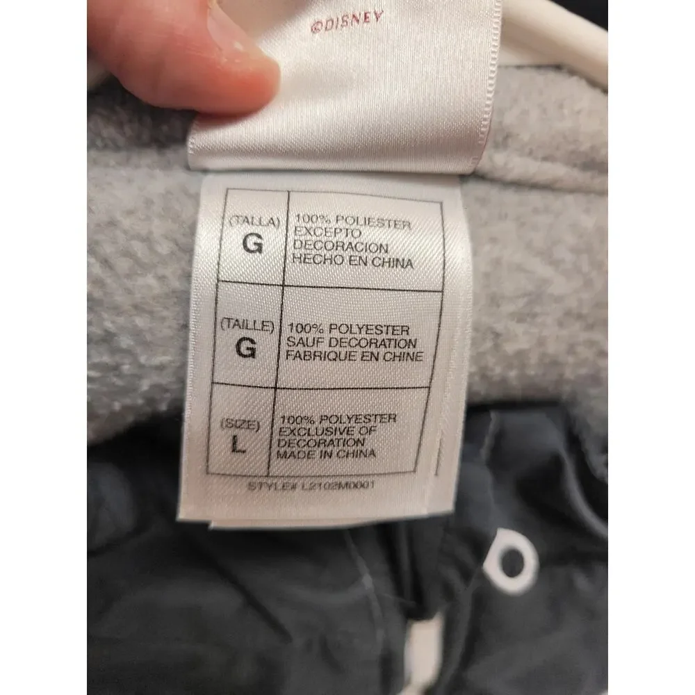 Disney Store Mickey Mouse Full Zip Jacket Gray Black Colorblock Fleece Mens L
